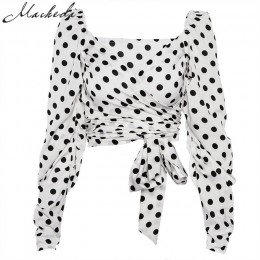 Macheda Sexy bezrękawnik z dekoltem w serek topy moda damska lato 2018 Polka Dot krótki Top damski krótki super modna podkoszulk