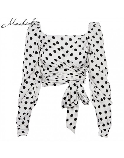 Macheda Sexy bezrękawnik z dekoltem w serek topy moda damska lato 2018 Polka Dot krótki Top damski krótki super modna podkoszulk