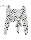 Macheda Sexy bezrękawnik z dekoltem w serek topy moda damska lato 2018 Polka Dot krótki Top damski krótki super modna podkoszulk