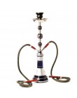 Średni rozmiar podwójny wąż szklany szisza Travel fajka shisha zestaw Chichas z Narguile miseczka ceramiczna szczypce do węgla d