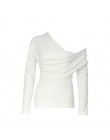 TWOTWINSTYLE Sexy Off Shoulder asymetryczne damskie t-shirty topy kobieta Slim z długim rękawem moda czarna koszulka jesień 2019