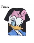 Letnia modna koszulka damska harajuku streetwear kreskówka myszka miki drukuj bawełna o-neck luźna koszulka na co dzień streetwe