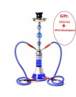 Średni rozmiar podwójny wąż szklany szisza Travel fajka shisha zestaw Chichas z Narguile miseczka ceramiczna szczypce do węgla d