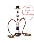 Średni rozmiar podwójny wąż szklany szisza Travel fajka shisha zestaw Chichas z Narguile miseczka ceramiczna szczypce do węgla d