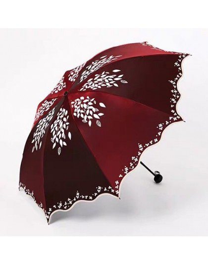 Jakość Parasol słoneczny deszcz kobiety moda księżniczka liście podwójne parasole kobieta Parasol przenośny kreatywny kobieta pr