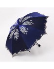Jakość Parasol słoneczny deszcz kobiety moda księżniczka liście podwójne parasole kobieta Parasol przenośny kreatywny kobieta pr