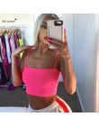 Seksowny fluorescencyjny zielony różowy Spaghtetti pasek krótkie bluzki lato Harajuku stałe głęboki dekolt Camis kobiety Neon St