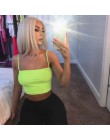 Seksowny fluorescencyjny zielony różowy Spaghtetti pasek krótkie bluzki lato Harajuku stałe głęboki dekolt Camis kobiety Neon St