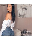 Nibber francuski romans off shoulder topy kobiety 2019 klub nocna impreza muszka bez pasków tassel tee shirt eleganckie bluzki z