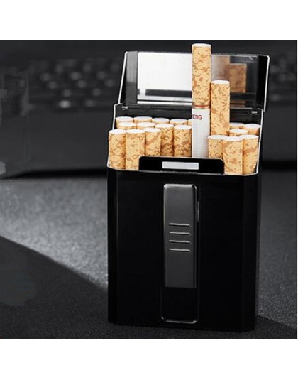 Weman człowiek przypadku 20 sztuk papierosów zapalniczka usb pudełko ładowania bezpłomieniowe Windproof papieros zapalniczki ele