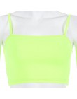 Seksowny fluorescencyjny zielony różowy Spaghtetti pasek krótkie bluzki lato Harajuku stałe głęboki dekolt Camis kobiety Neon St
