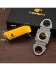 COHIBA ostry cygaro ze stali nierdzewnej Metal wiatroodporny 3 płomień odrzutowca zapalniczka cygarowa W/dziurkacz akcesoria cyg