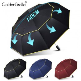 120CM automatyczny podwójny duży parasol deszcz kobiety 3 składany wiatroodporny duży parasol mężczyźni rodzina podróży służbowy