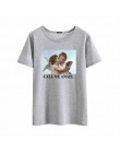 Zadzwoń do mojego anioła letnie damskie z krótkim rękawem Vintage rysunki anioła drukuj duże rozmiary luźne Casual topy O-Neck T