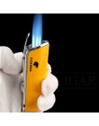 COHIBA mini kieszeń zapalniczka do cygar metalowa wiatroodporna 3 Jet niebieska zapalniczka zapalniczki z cygarowym dziurkaczem 