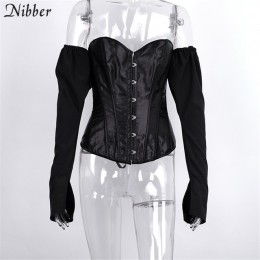 Nibber francuski romans off shoulder topy kobiety 2019 klub nocna impreza muszka bez pasków tassel tee shirt eleganckie bluzki z
