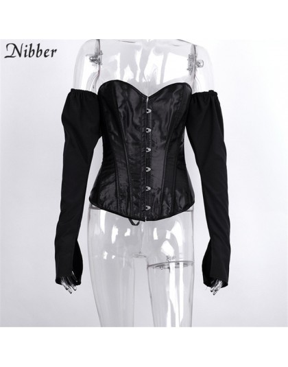 Nibber francuski romans off shoulder topy kobiety 2019 klub nocna impreza muszka bez pasków tassel tee shirt eleganckie bluzki z