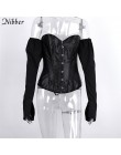 Nibber francuski romans off shoulder topy kobiety 2019 klub nocna impreza muszka bez pasków tassel tee shirt eleganckie bluzki z