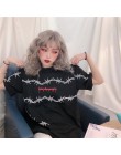 Harajuku t-shirty damskie ciernie wzór Streetwear T koszula luźna krótka rękaw Unisex Tees odzież dla par Grunge topy tumblr