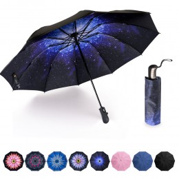 Odwrócony składany parasol automatyczny odwrócony na zewnątrz słońce deszcz kobiety parasol 10 żeber mocny wiatroszczelny paraso