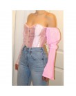Nibber francuski romans off shoulder topy kobiety 2019 klub nocna impreza muszka bez pasków tassel tee shirt eleganckie bluzki z