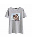 Zadzwoń do mojego anioła letnie damskie z krótkim rękawem Vintage rysunki anioła drukuj duże rozmiary luźne Casual topy O-Neck T