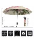 Vintage Shabby Floral kobiety parasol przeciwdeszczowy Chic Pink Rose potrójne dziewczyny trwałe przenośne parasole automatyczny