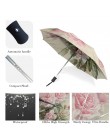 Vintage Shabby Floral kobiety parasol przeciwdeszczowy Chic Pink Rose potrójne dziewczyny trwałe przenośne parasole automatyczny