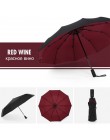 Mocny wiatroszczelny podwójny automatyczny 3 składany Parasol kobieta mężczyzna 10K samochód luksusowy duży Parasol deszcz kobie