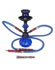 Podwójne węże szklane szisza zestaw Nargile Travel fajka shisha z ceramicznymi smakami miska metalowa szczypce do węgla drzewneg