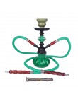 Podwójne węże szklane szisza zestaw Nargile Travel fajka shisha z ceramicznymi smakami miska metalowa szczypce do węgla drzewneg