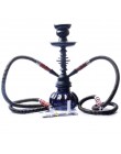 Podwójne węże szklane szisza zestaw Nargile Travel fajka shisha z ceramicznymi smakami miska metalowa szczypce do węgla drzewneg