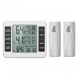 Termometr na lodówkę cyfrowy termometr do zamrażarki z krytym monitor temperatury 2 czujniki bezprzewodowe lodówka alarm dźwięko