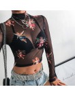Seksowna damska koszulka przepuszczalna przezroczysta siateczka z długim rękawem Sheer Slim damska koszulka z golfem New Arrival