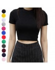 Damskie letnie koszulki z krótkim rękawem wokół szyi Slim Fit luźny pulower krótkie bluzki NYZ Shop