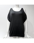 Kobiety letnie koszulki 2020 luźna koszulka Sexy Off Shoulder topy Batwing z krótkim rękawem zasznurować stałe O-neck Lady luźne