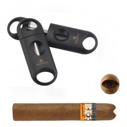 COHIBA Cigar Cutter Sharp gilotyna ze stali nierdzewnej z czarnymi kieszeniami v-cut akcesoria cygarowe nożyczki