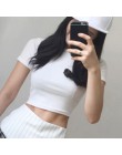 Damskie letnie koszulki z krótkim rękawem wokół szyi Slim Fit luźny pulower krótkie bluzki NYZ Shop