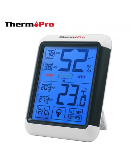 Thermopro TP55 higrometr cyfrowy termometr termometr pokojowy z ekranem dotykowym i podświetleniem czujnik temperatury wilgotnoś