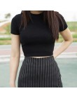 Damskie letnie koszulki z krótkim rękawem wokół szyi Slim Fit luźny pulower krótkie bluzki NYZ Shop