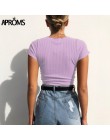 Aproms Sexy V z wycięciem pod szyją podkoszulki damskie sznurkiem związywane z przodu Camis cukierkowe kolory Streetwear Slim Fi