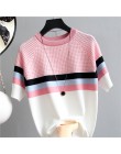 Shintimes Plaid T koszula damska koszulka w paski dzianina bawełniana 2020 koreański t-shirt odzież damska koszulka Femme Camise