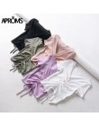 Aproms Sexy V z wycięciem pod szyją podkoszulki damskie sznurkiem związywane z przodu Camis cukierkowe kolory Streetwear Slim Fi