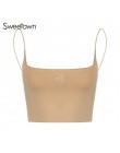 Sweetown lato 2020 bluzka damska topy odzież sportowa bez rękawów Sexy Fitness Activewear Skinny Slim krótki Top typu Bralette S