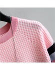 Shintimes Plaid T koszula damska koszulka w paski dzianina bawełniana 2020 koreański t-shirt odzież damska koszulka Femme Camise