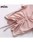 Aproms Sexy V z wycięciem pod szyją podkoszulki damskie sznurkiem związywane z przodu Camis cukierkowe kolory Streetwear Slim Fi