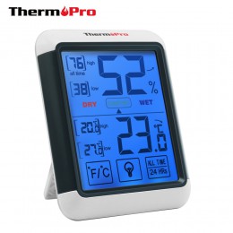 Thermopro TP55 cyfrowa stacja pogody higrometr termometr pokojowy z ekranem dotykowym i podświetleniem termometr z miernikiem wi