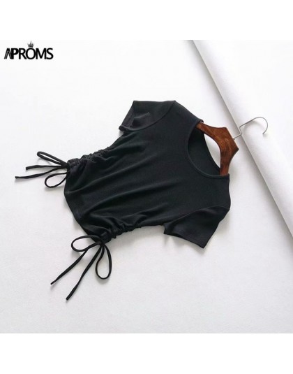 Aproms Sexy V z wycięciem pod szyją podkoszulki damskie sznurkiem związywane z przodu Camis cukierkowe kolory Streetwear Slim Fi
