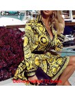 Glamaker Sexy paisley nadruk w stylu vintage złota sukienka kobiety v neck krótka koszula sukienka lato elegancki strój klubowy 