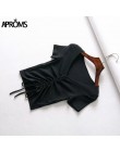 Aproms Sexy V z wycięciem pod szyją podkoszulki damskie sznurkiem związywane z przodu Camis cukierkowe kolory Streetwear Slim Fi